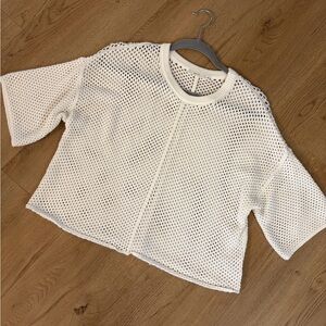 ALC White Mesh Fishnet Knit Top Size XS
